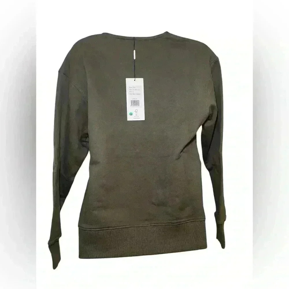 Thakoon Deep Olive V-Neck Cotton Sweatshirt Size Small NWT - Picture 3 of 5